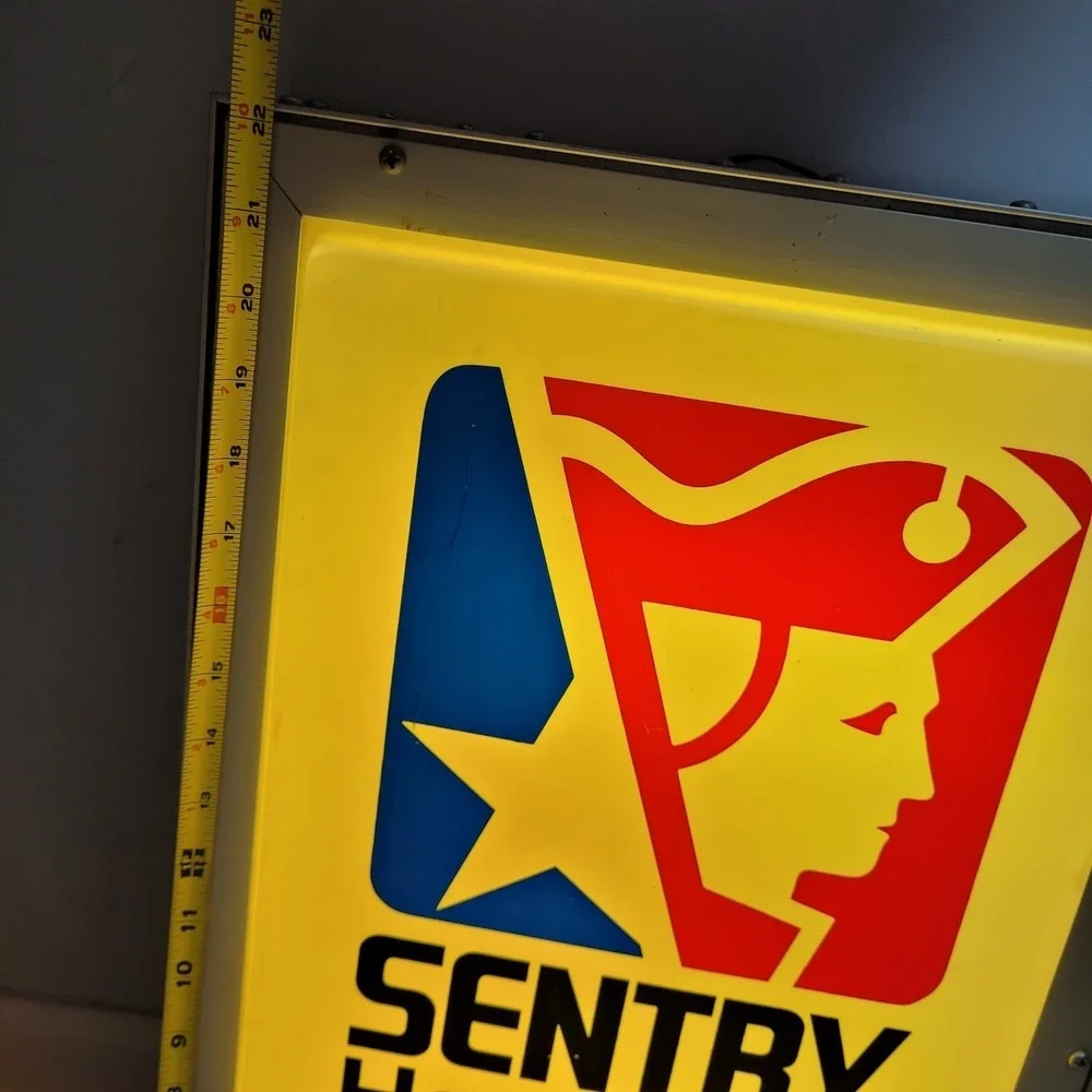 Vintage Sentry Hardware Light Up Sign Digital Clock Tested Working Advertisement